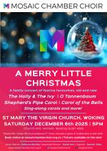A Merry Little Christmas at St Mary's Horsell 5 pm 6/12/25